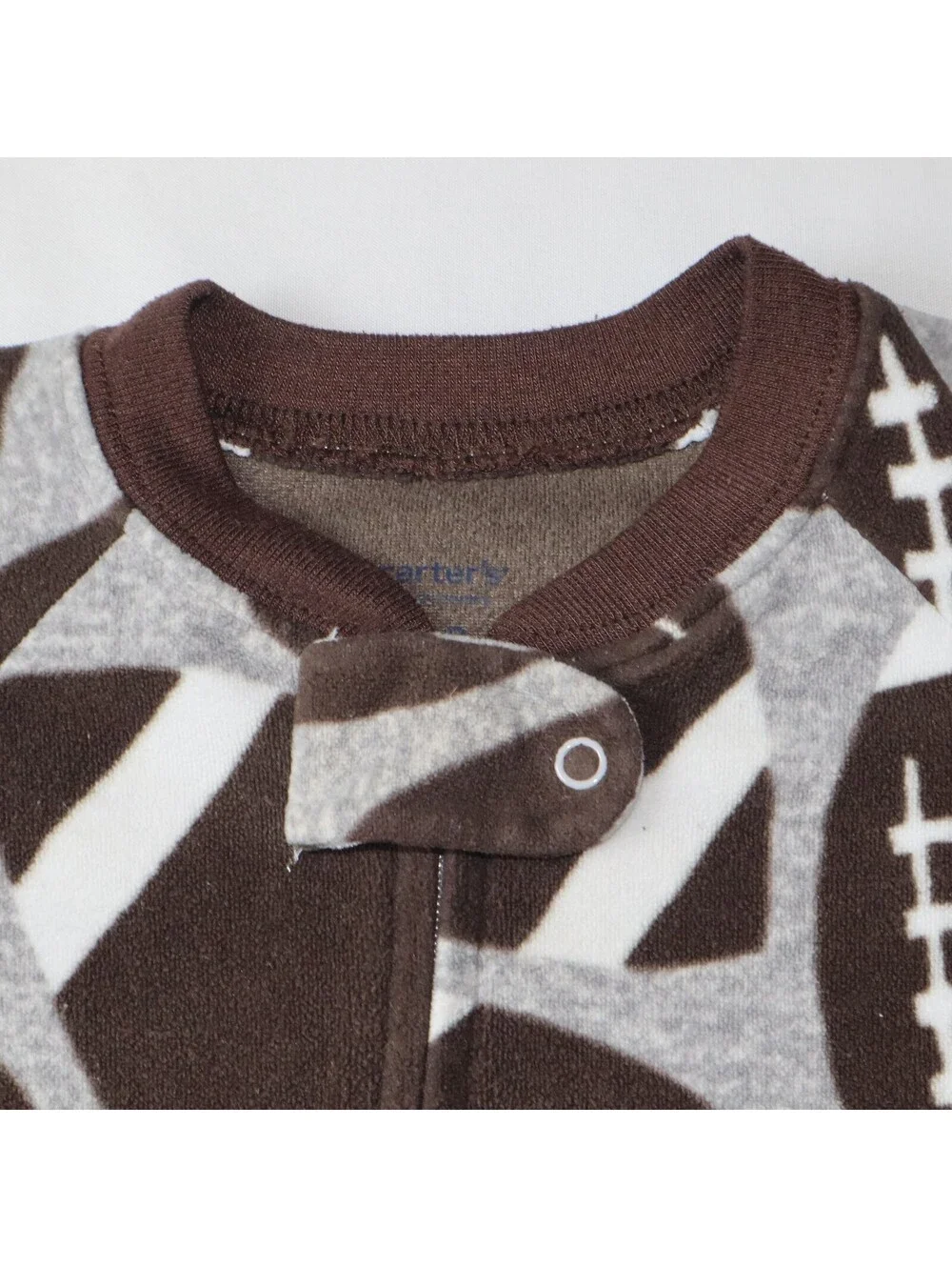 Carter's Boys Football Print Footed Pajamas Size 12M Brown Gray